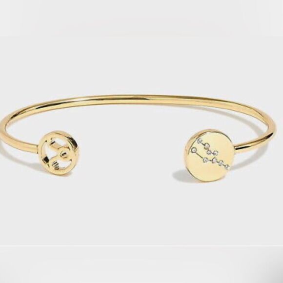J Crew Open Cuff Bracelet Zodiac Sign Taurus Apr 20 - May 20 EUC - Picture 1 of 6